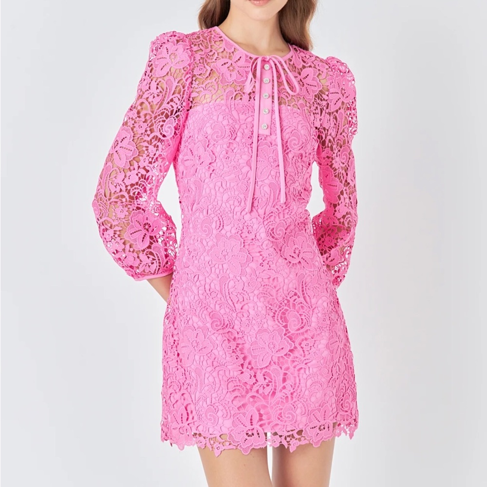 Endless Rose Lace Mini Dress | Hot Pink, XS, NWT